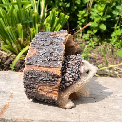 Hedgehogs in Log Ornament - Resin