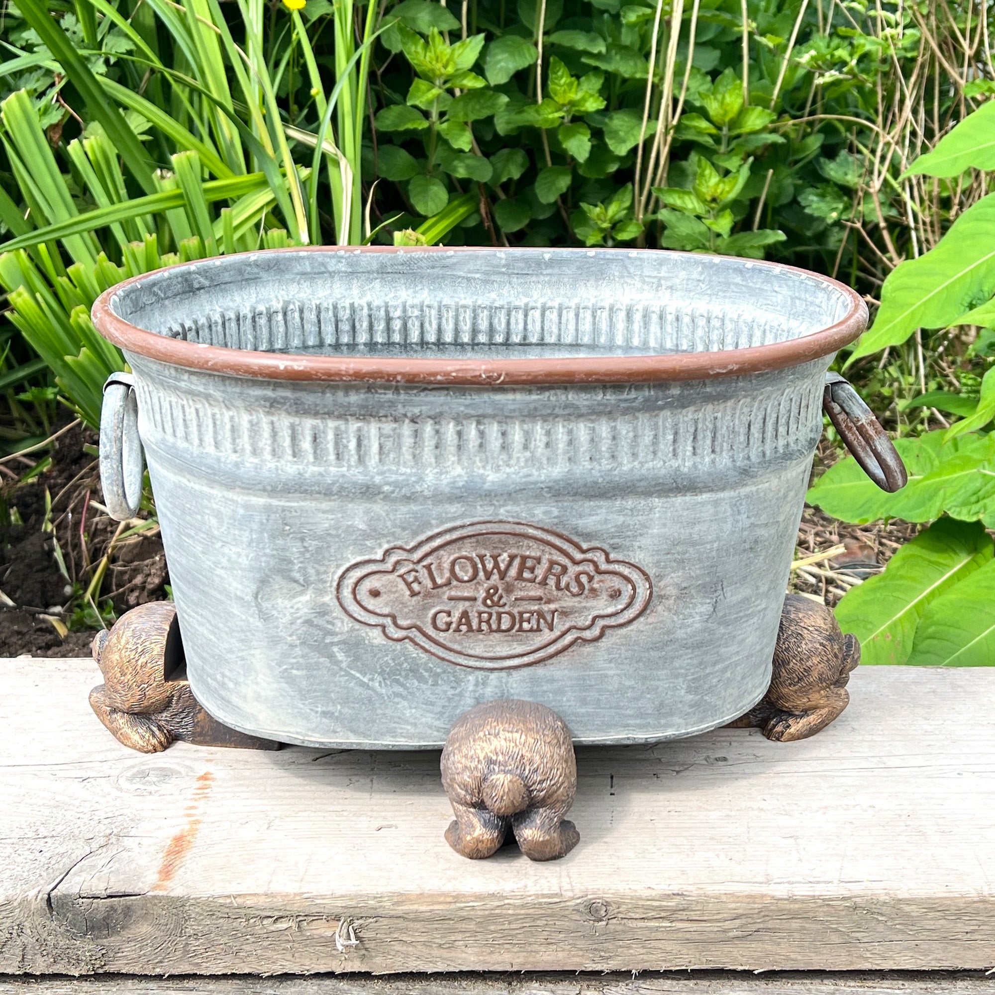 Set of 3 Rabbit Plant Pot Riser Feet - Bronze
