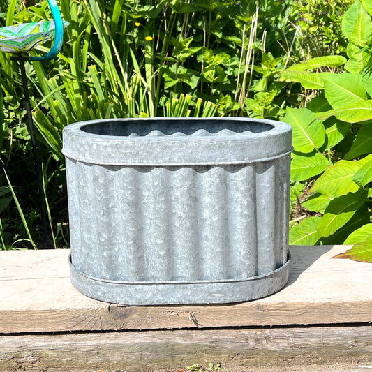 34cm x 23cm Metal Oval Garden Planter