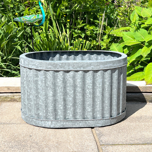 50cm Large Metal Oval Garden Planter / Tough