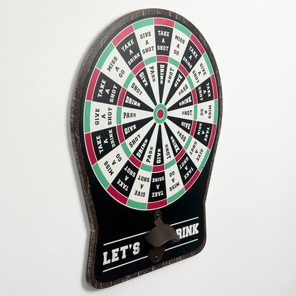 Dartboard Drinking Game Wall Mounted Bottle Opener