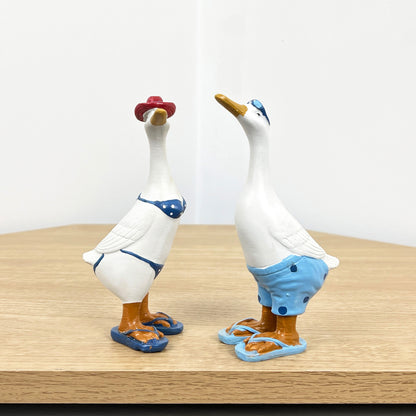 Set of 2 Beach Ready Duck Ornaments – Resin