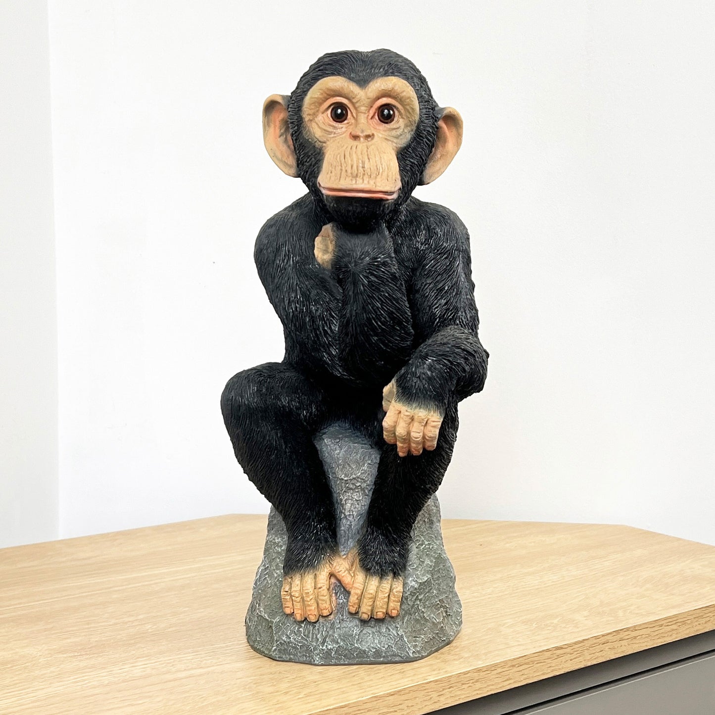 Large Thinking Monkey on Rocks Ornament – Resin