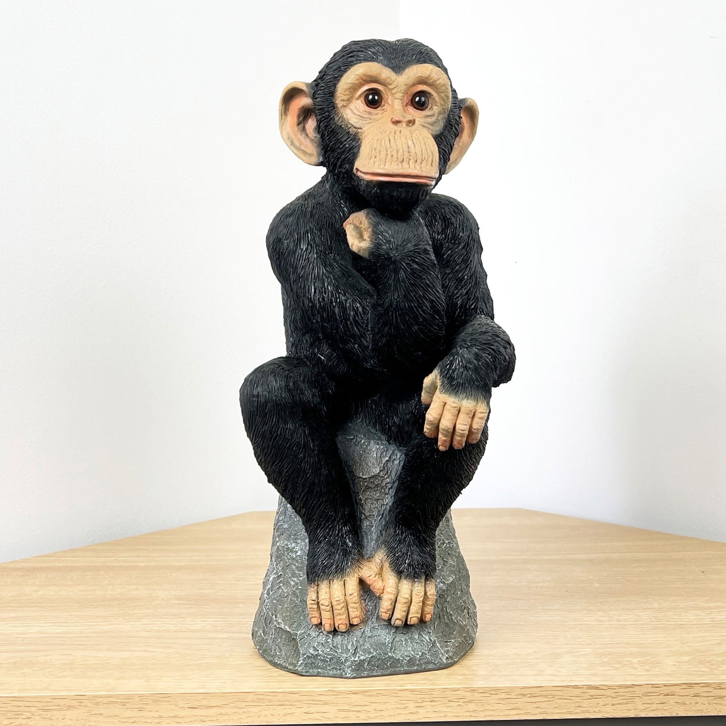 Large Thinking Monkey on Rocks Ornament – Resin