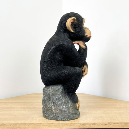 Large Thinking Monkey on Rocks Ornament – Resin