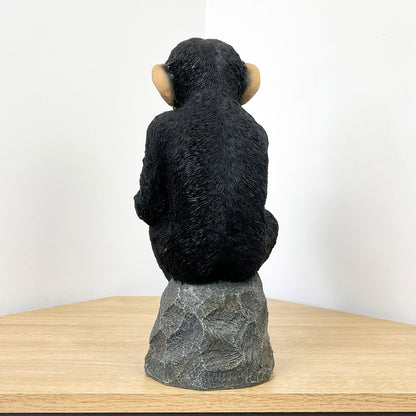 Large Thinking Monkey on Rocks Ornament – Resin