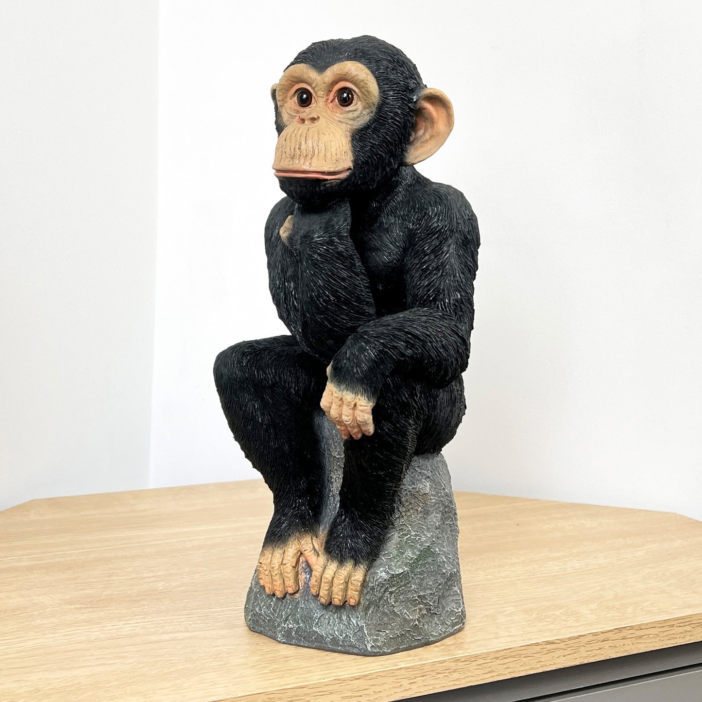 Large Thinking Monkey on Rocks Ornament – Resin