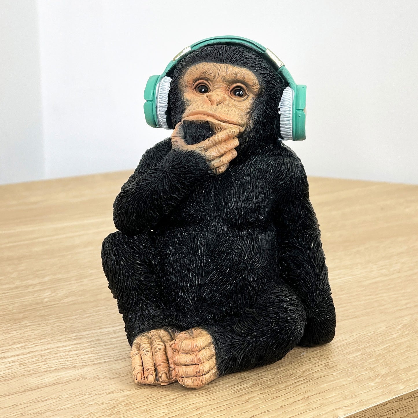 16cm Monkey with Headphones Ornament - Resin