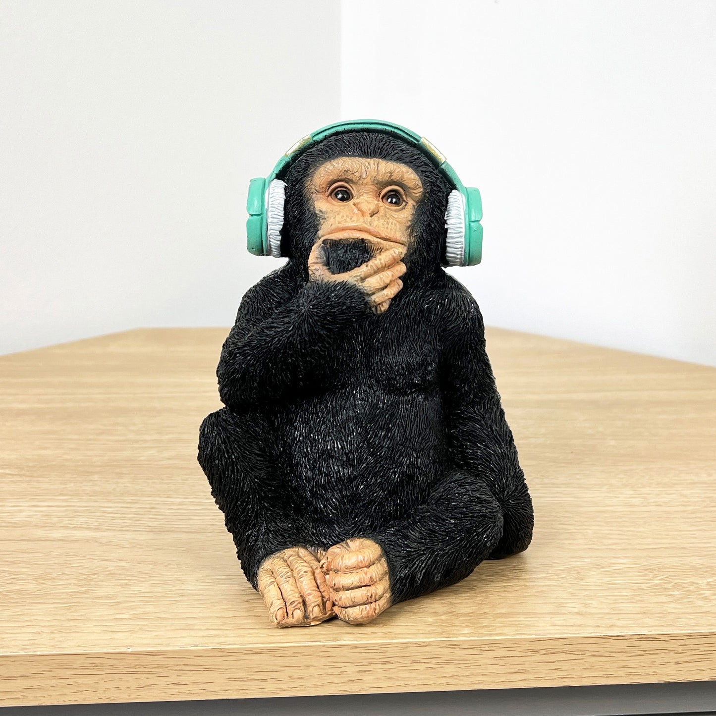 16cm Monkey with Headphones Ornament - Resin