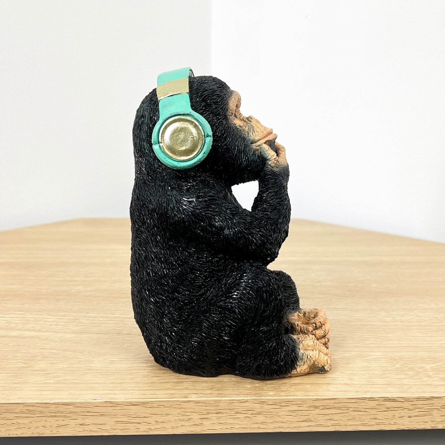 16cm Monkey with Headphones Ornament - Resin