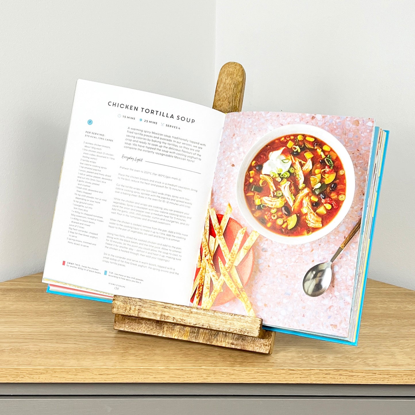 Rustic Mango Wooden Cookbook Stand / iPad Tablet Holder