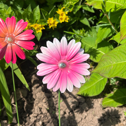 Set of 3 Metal Daisy Stake Flowers Garden Decorations - Mix #2