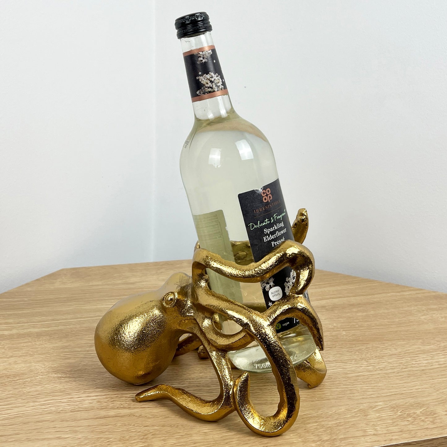Metal Octopus Wine Bottle Holder - Gold