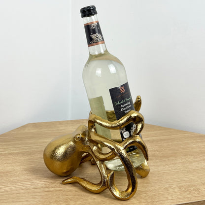 Metal Octopus Wine Bottle Holder - Gold