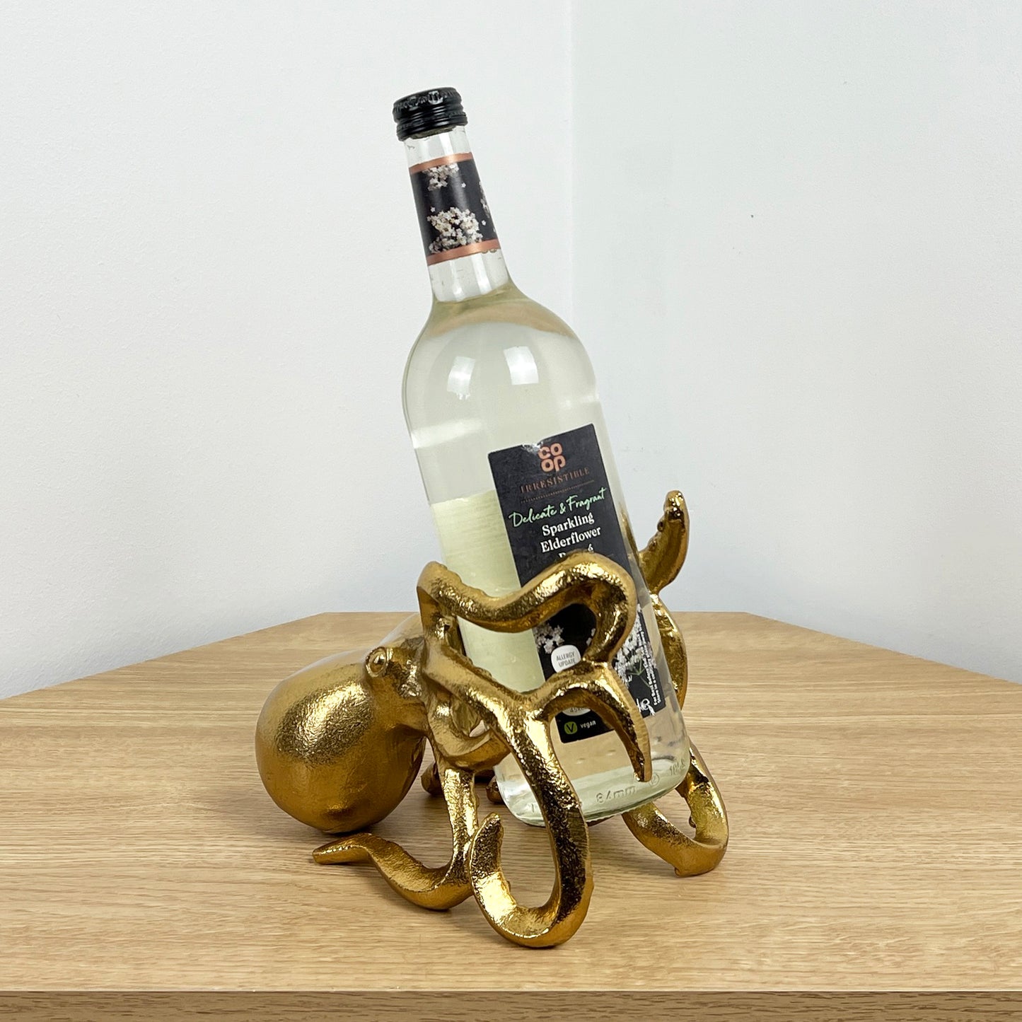 Metal Octopus Wine Bottle Holder - Gold