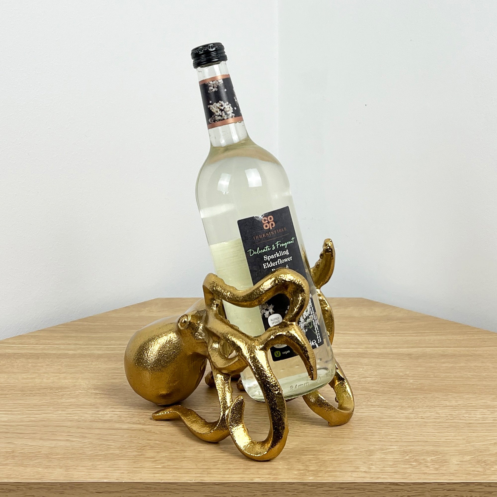 Metal Octopus Wine Bottle Holder - Gold