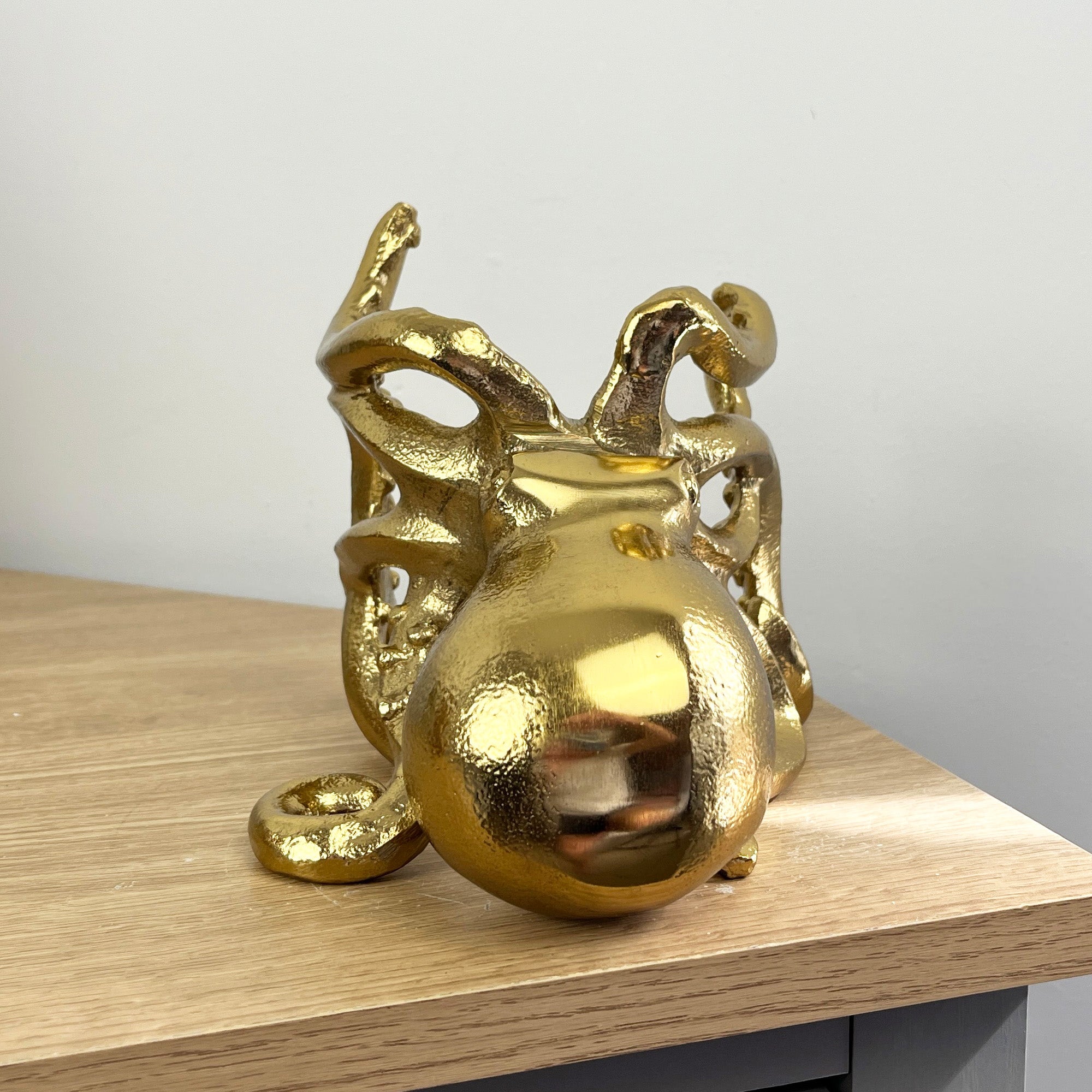 Metal Octopus Wine Bottle Holder - Gold