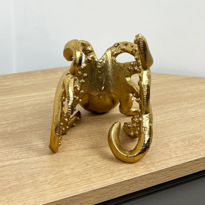 Metal Octopus Wine Bottle Holder - Gold