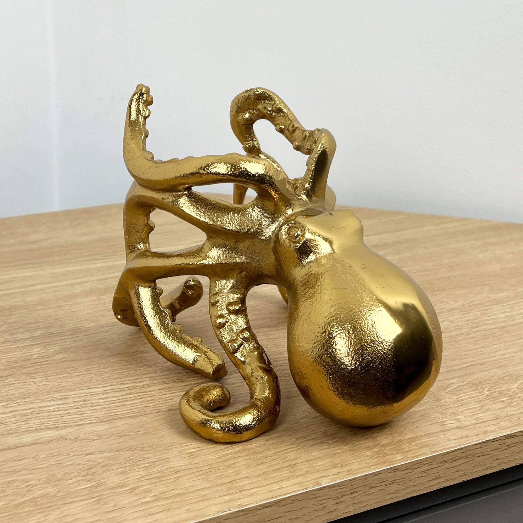 Metal Octopus Wine Bottle Holder - Gold