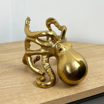 Metal Octopus Wine Bottle Holder - Gold