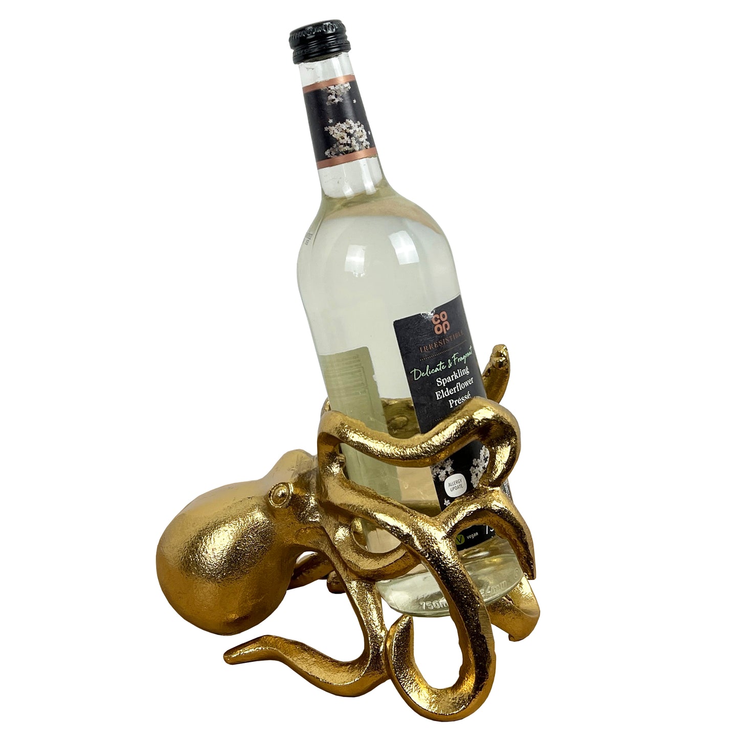 Metal Octopus Wine Bottle Holder - Gold
