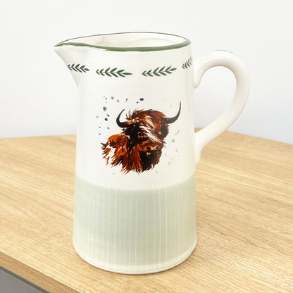 20cm Tall Highland Cow Pitcher Jug