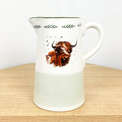 20cm Tall Highland Cow Pitcher Jug