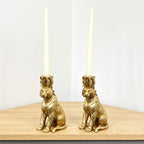 Pair of Gold Tiger Candle Holders – Resin