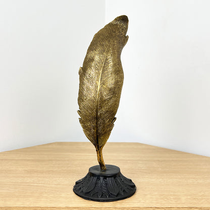 31.5cm Gold Quill Leaf Ornament – Resin