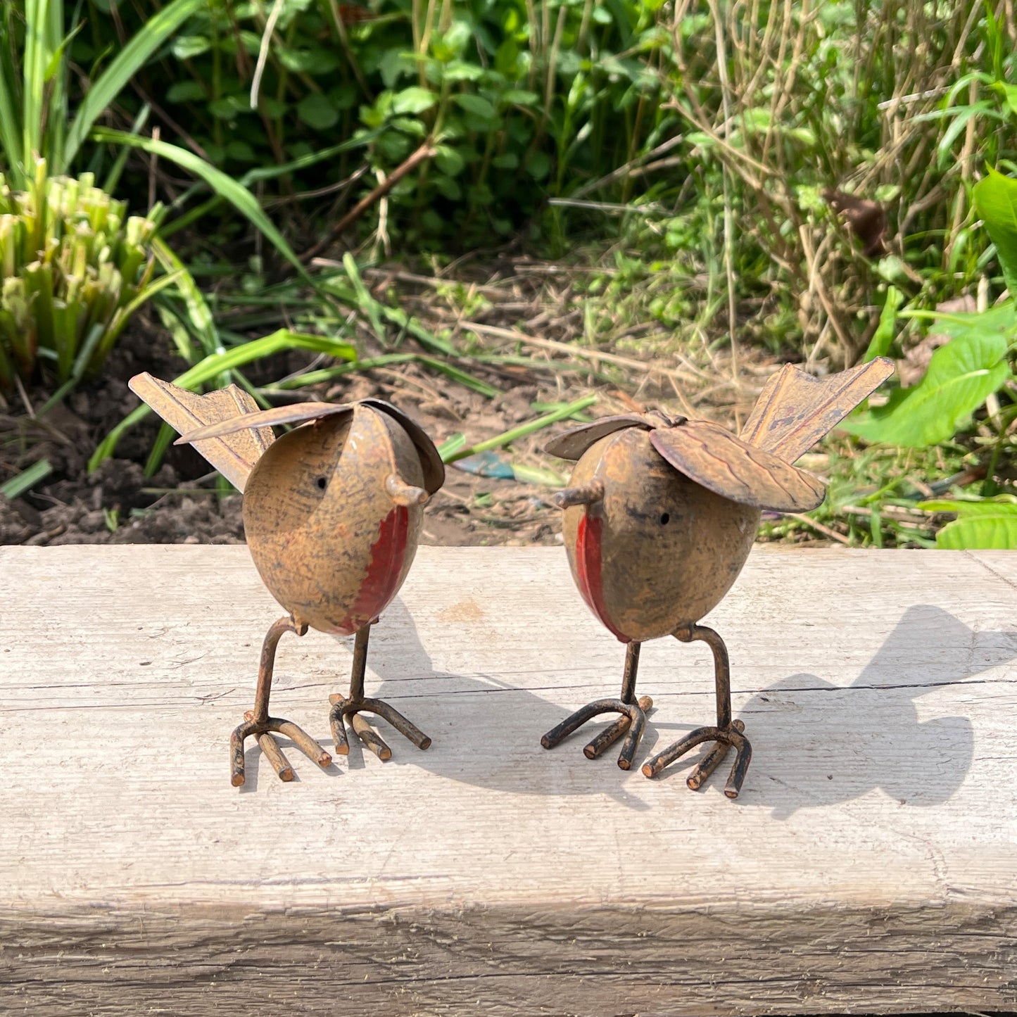 Pair of Metal Robin Garden Ornaments