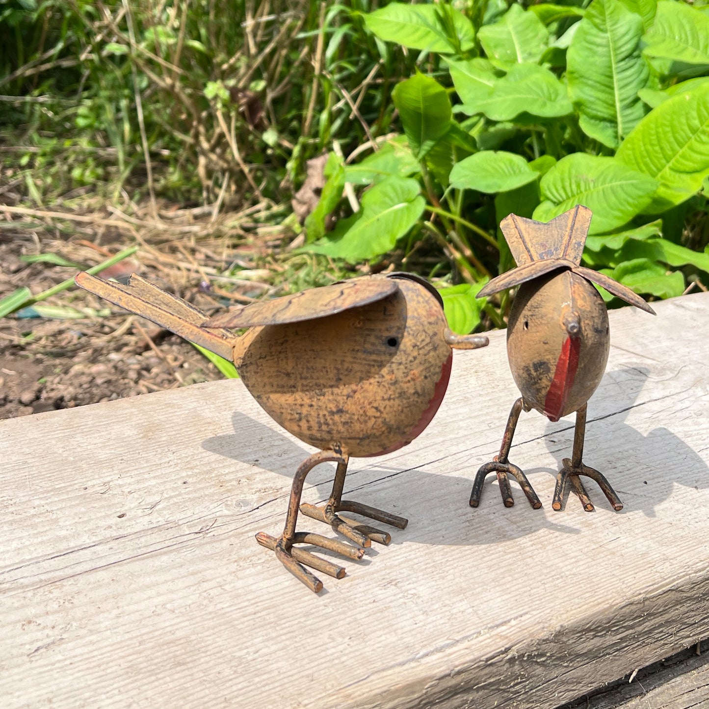 Pair of Metal Robin Garden Ornaments