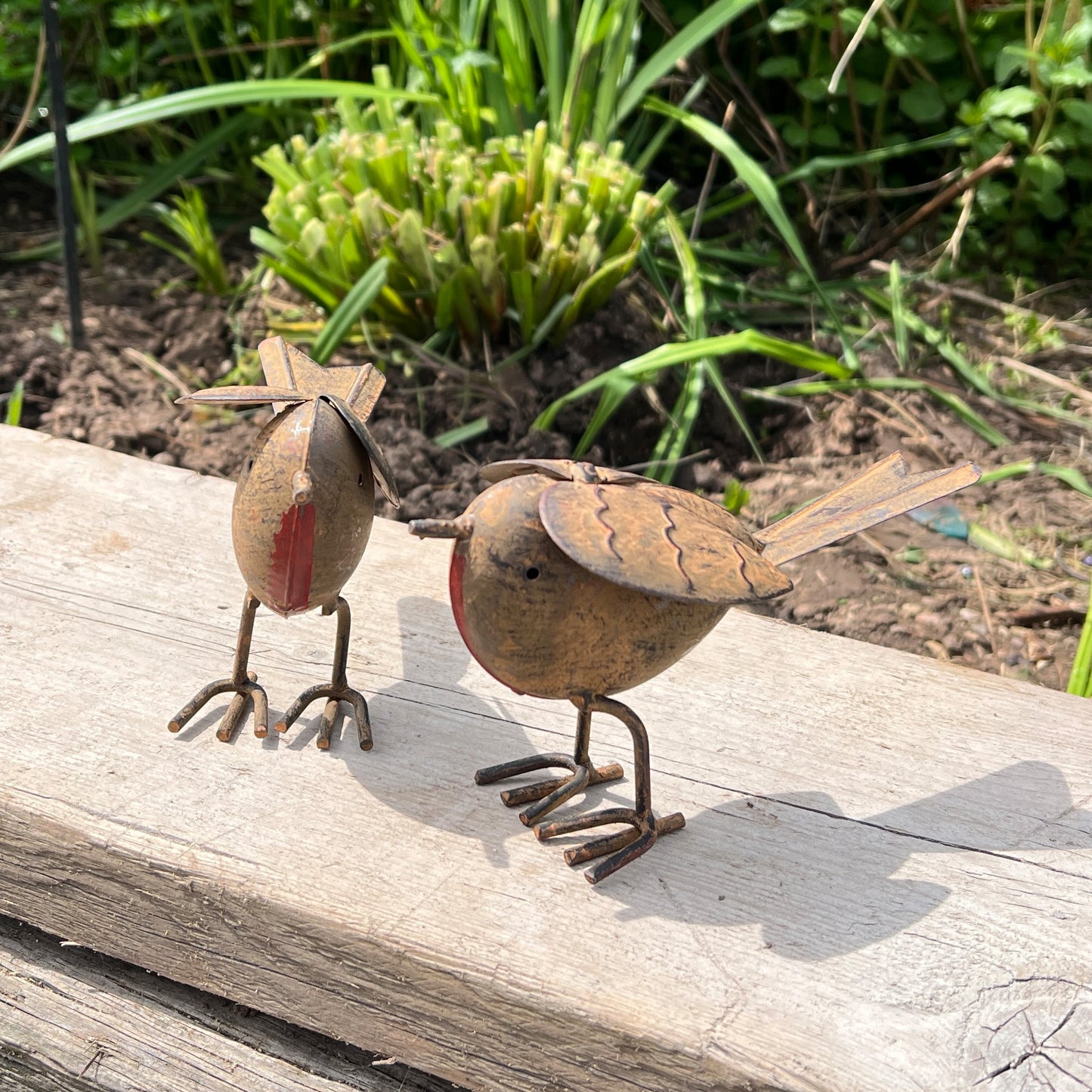 Pair of Metal Robin Garden Ornaments