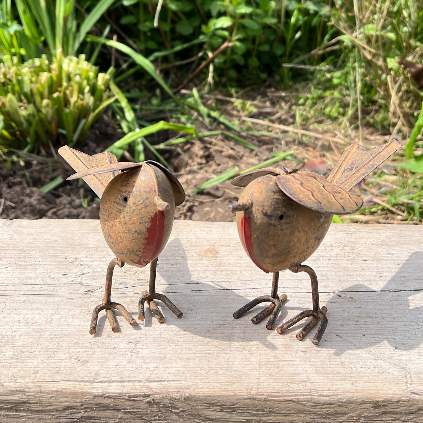 Pair of Metal Robin Garden Ornaments