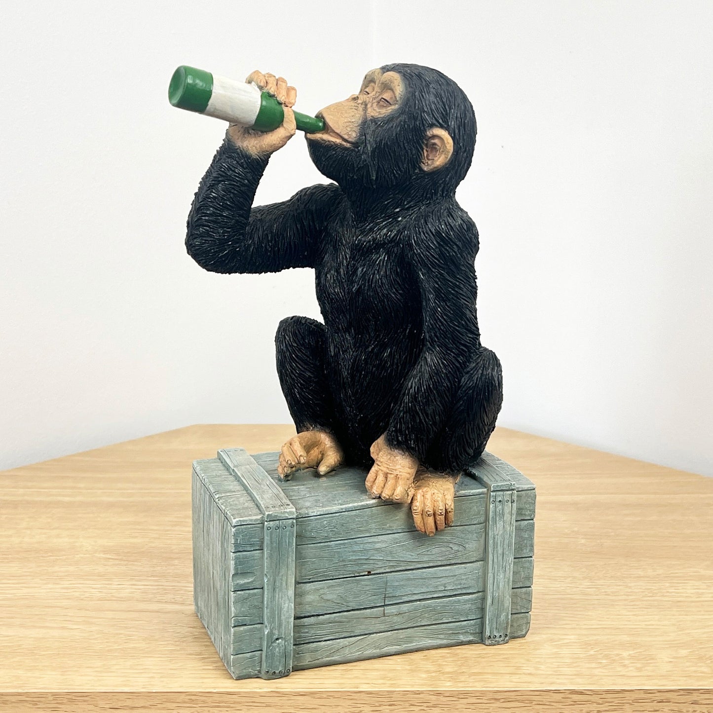 28.5cm Beer Monkey on Crate Ornament - Resin