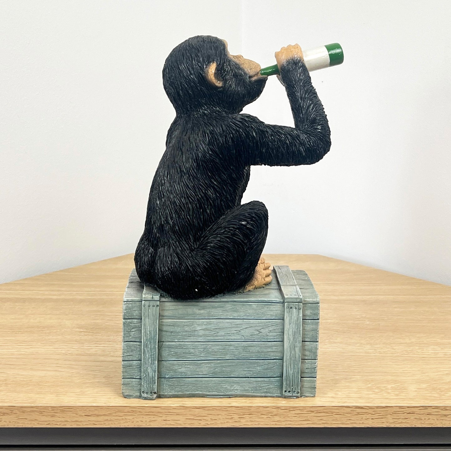 28.5cm Beer Monkey on Crate Ornament - Resin