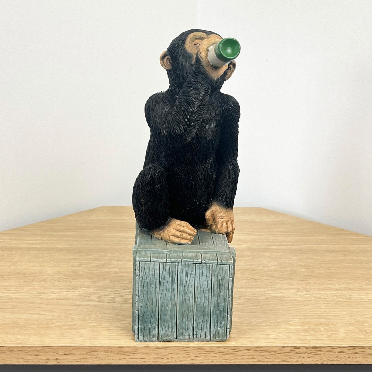 28.5cm Beer Monkey on Crate Ornament - Resin