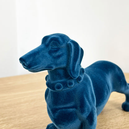 Blue Fabric Dachshund Ornament – Resin