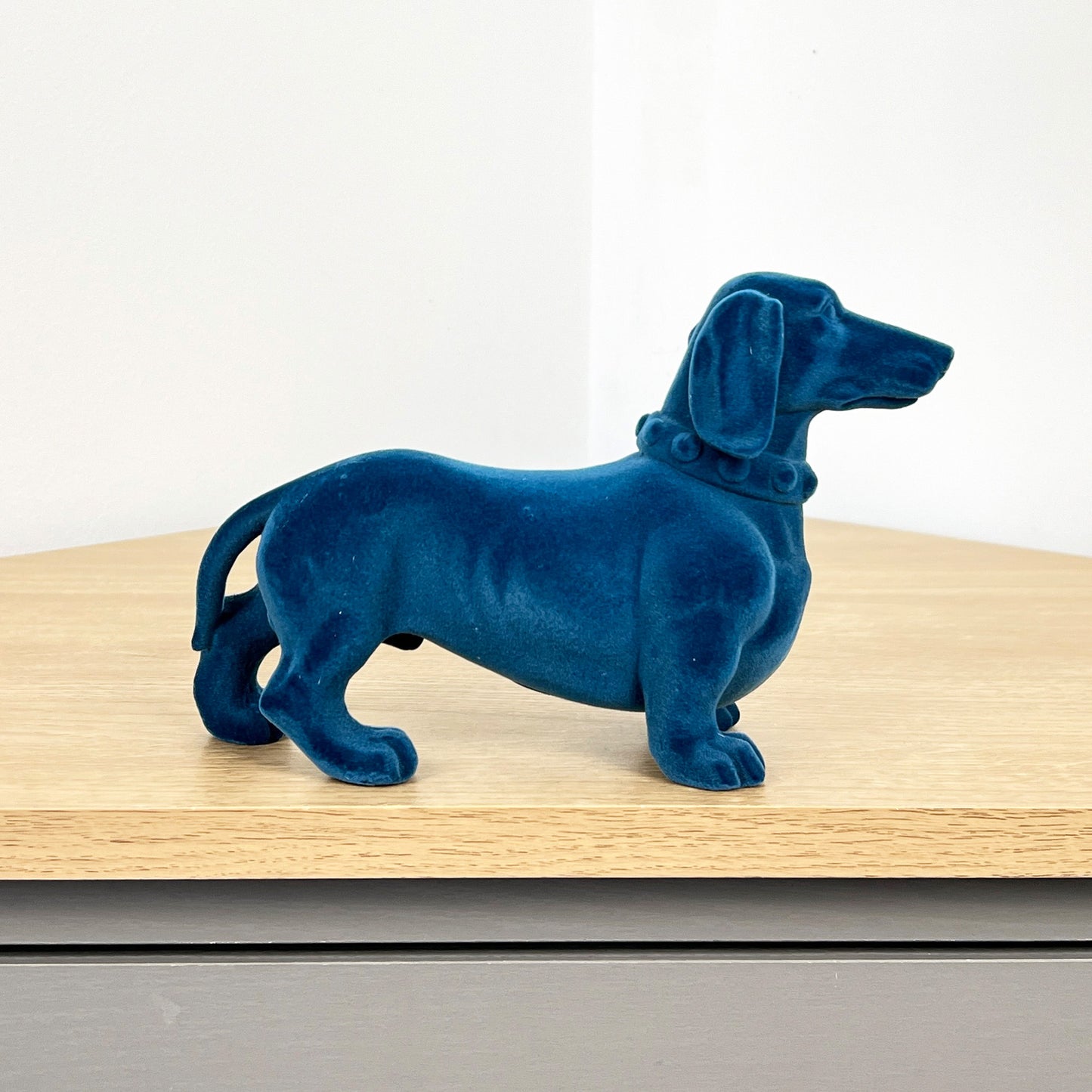 Blue Fabric Dachshund Ornament – Resin