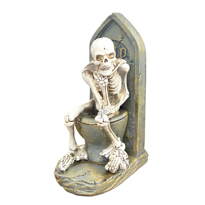 Skeleton on Tombstone Toilet Ornament - Resin