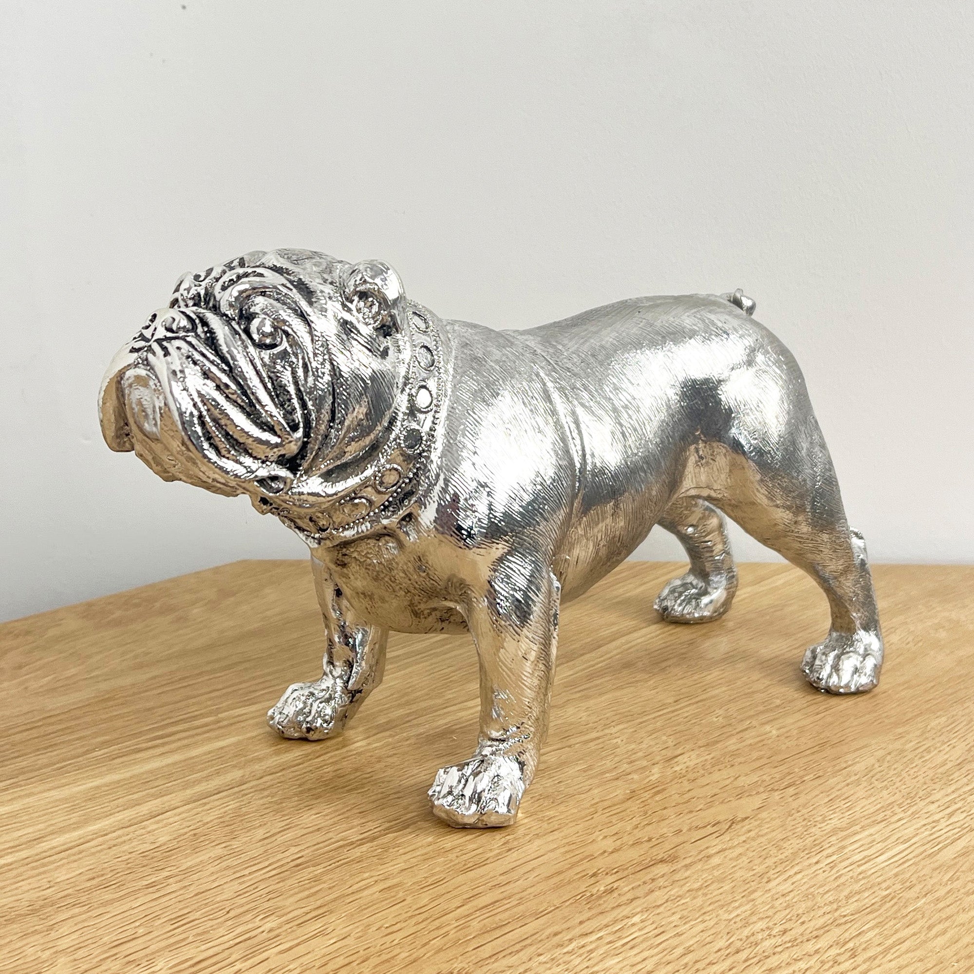 27.5cm Silver Bulldog Ornament - Resin