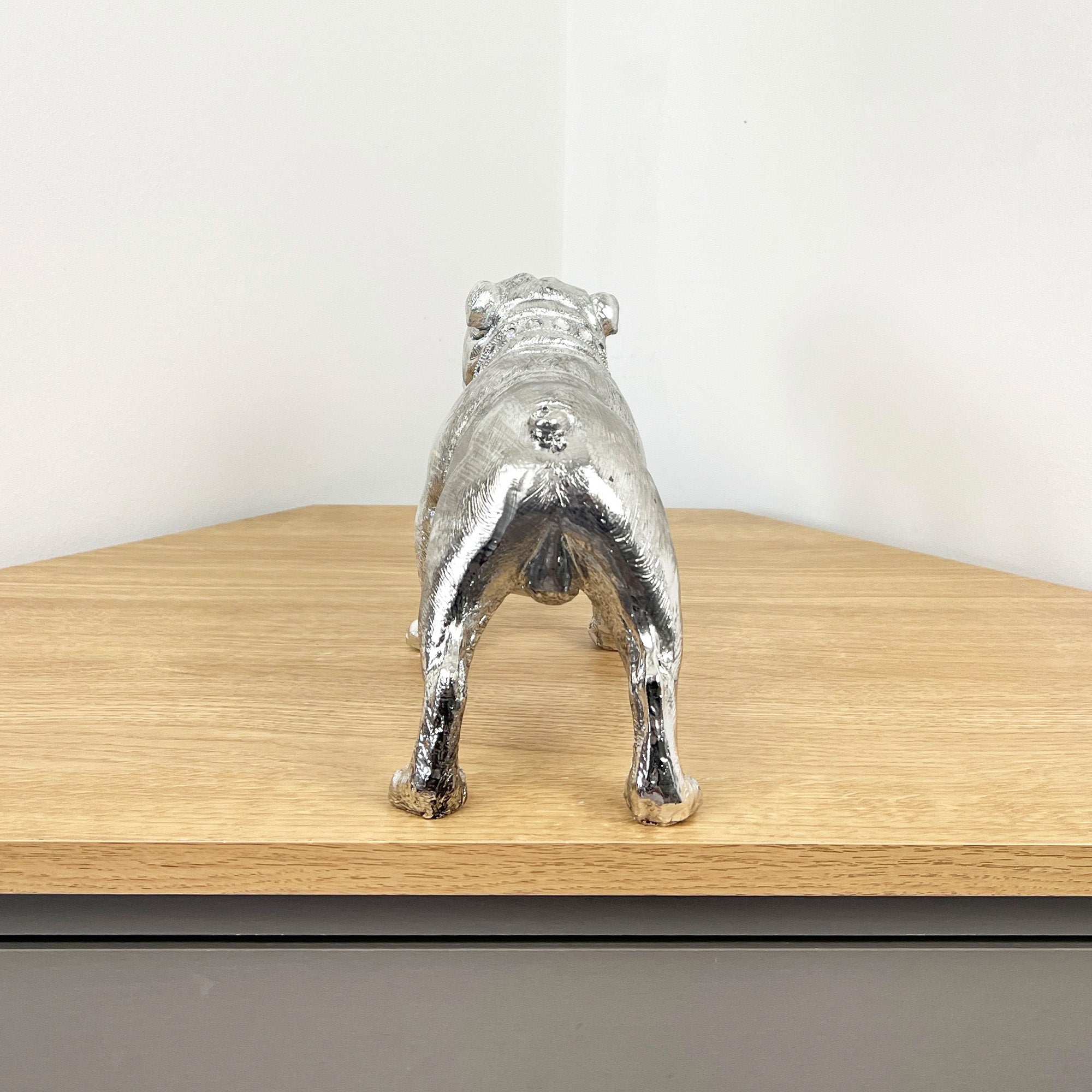 27.5cm Silver Bulldog Ornament - Resin