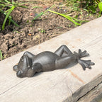 Sunbathing Frog Garden Ornament - Cast Iron