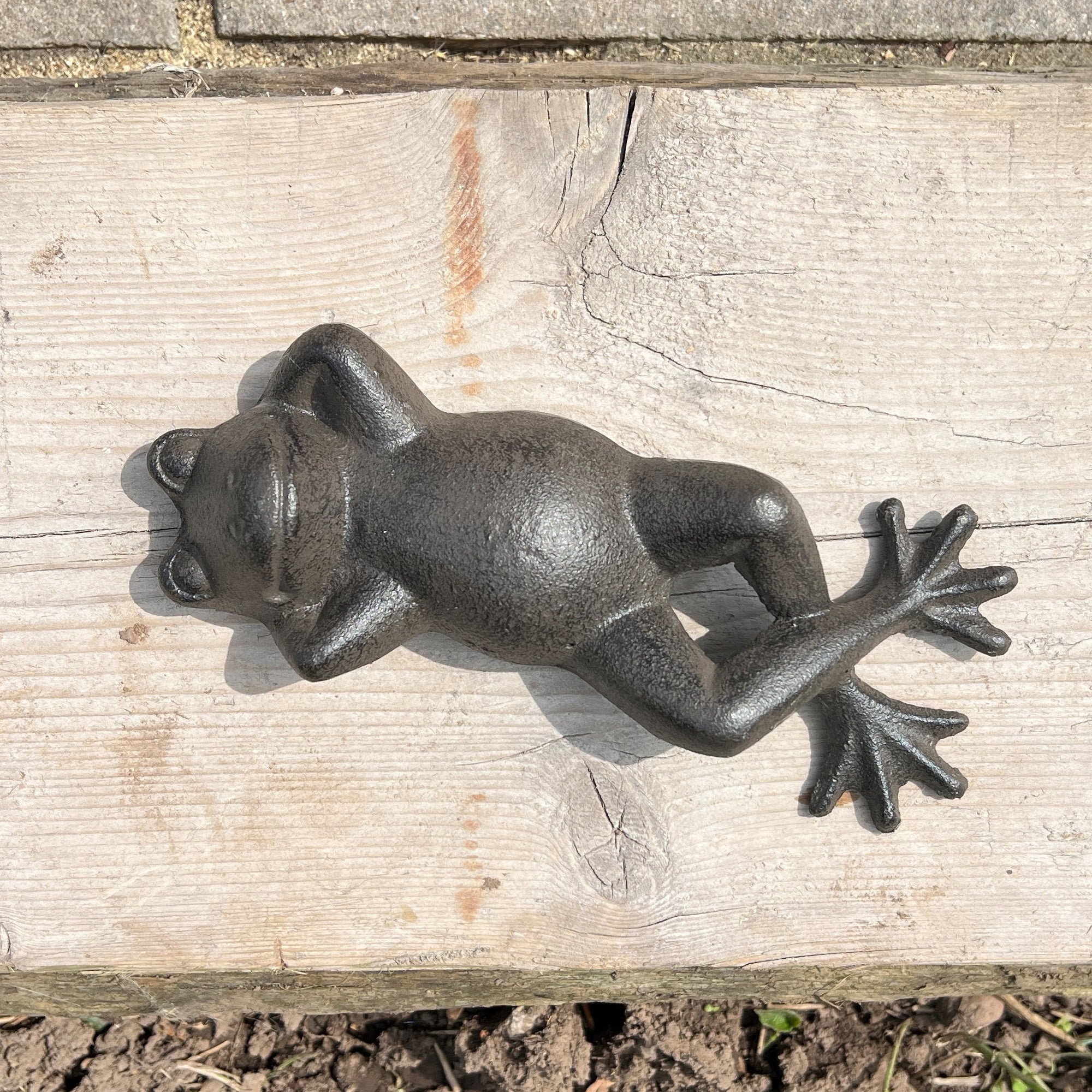 Sunbathing Frog Garden Ornament - Cast Iron