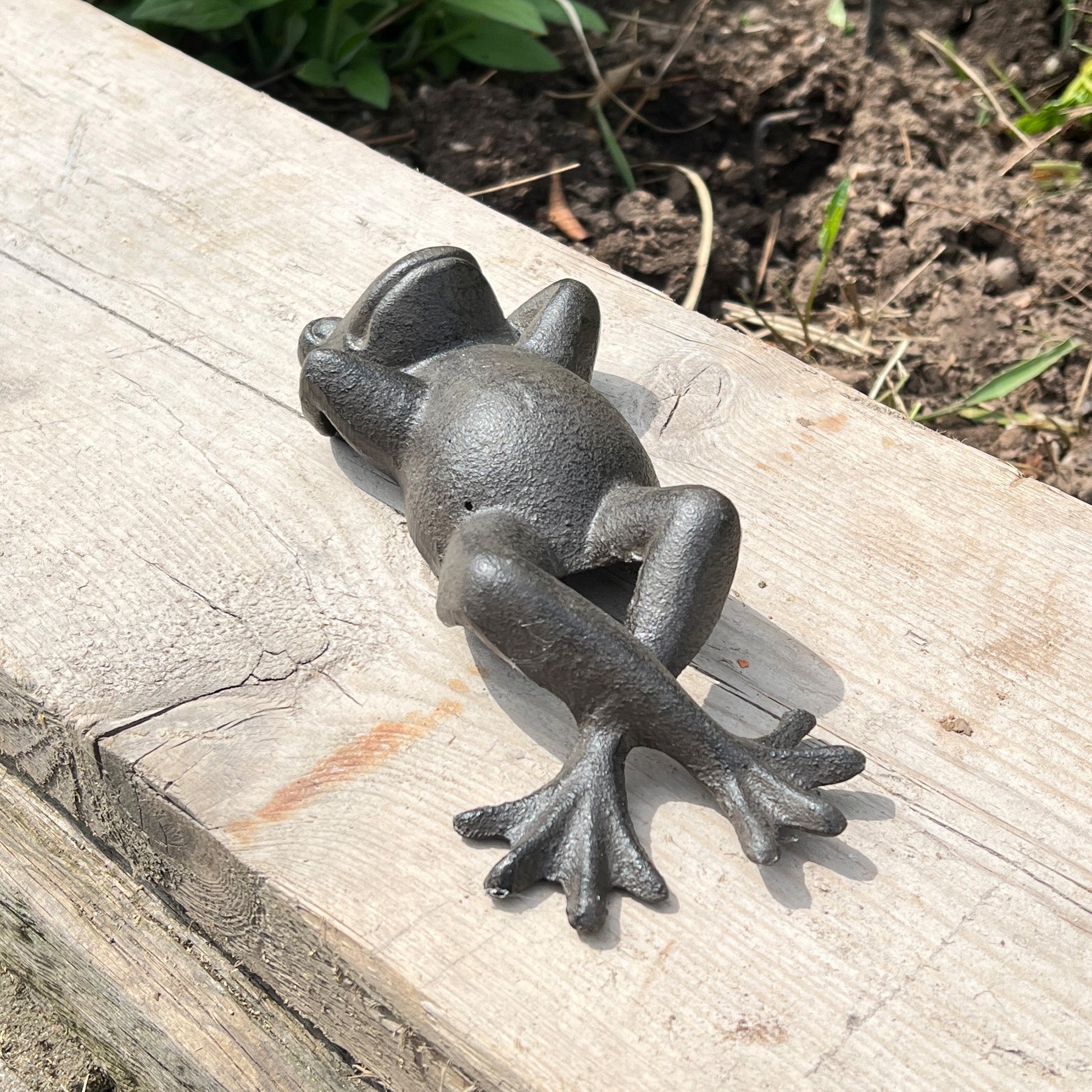 Sunbathing Frog Garden Ornament - Cast Iron