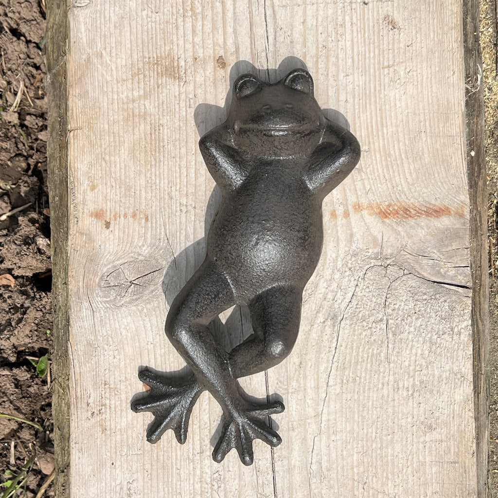Sunbathing Frog Garden Ornament - Cast Iron