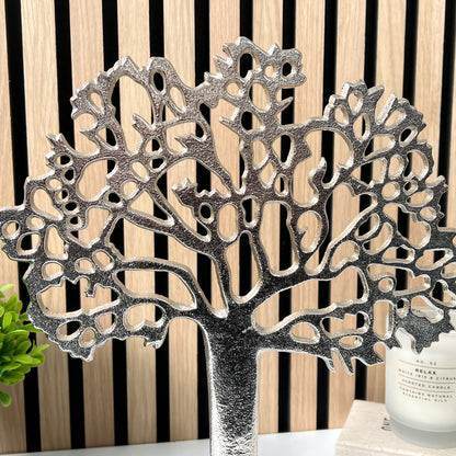 35cm Metal Tree of Life on Wood Ornament