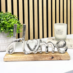 Silver HOME Word Ornament
