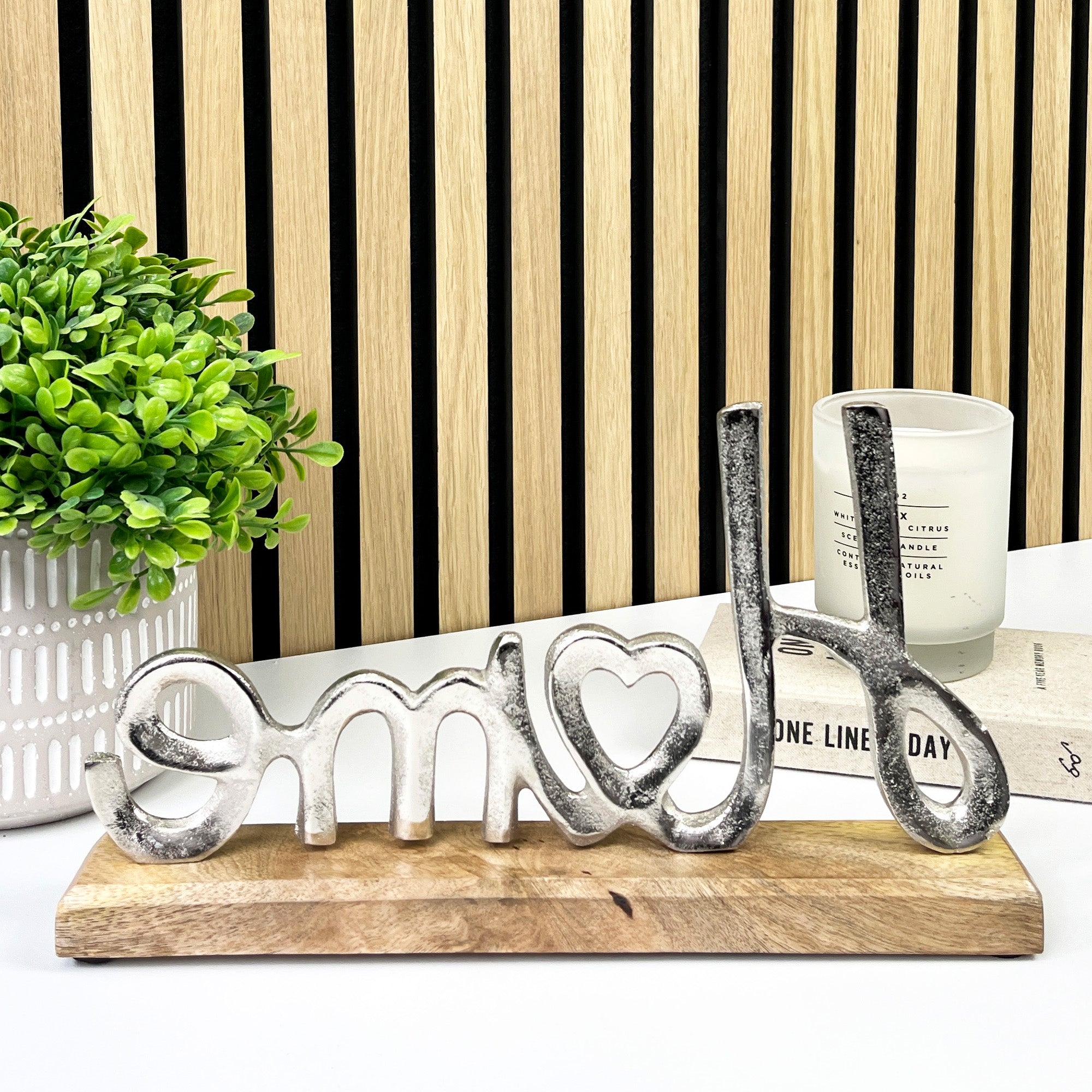 Silver HOME Word Ornament
