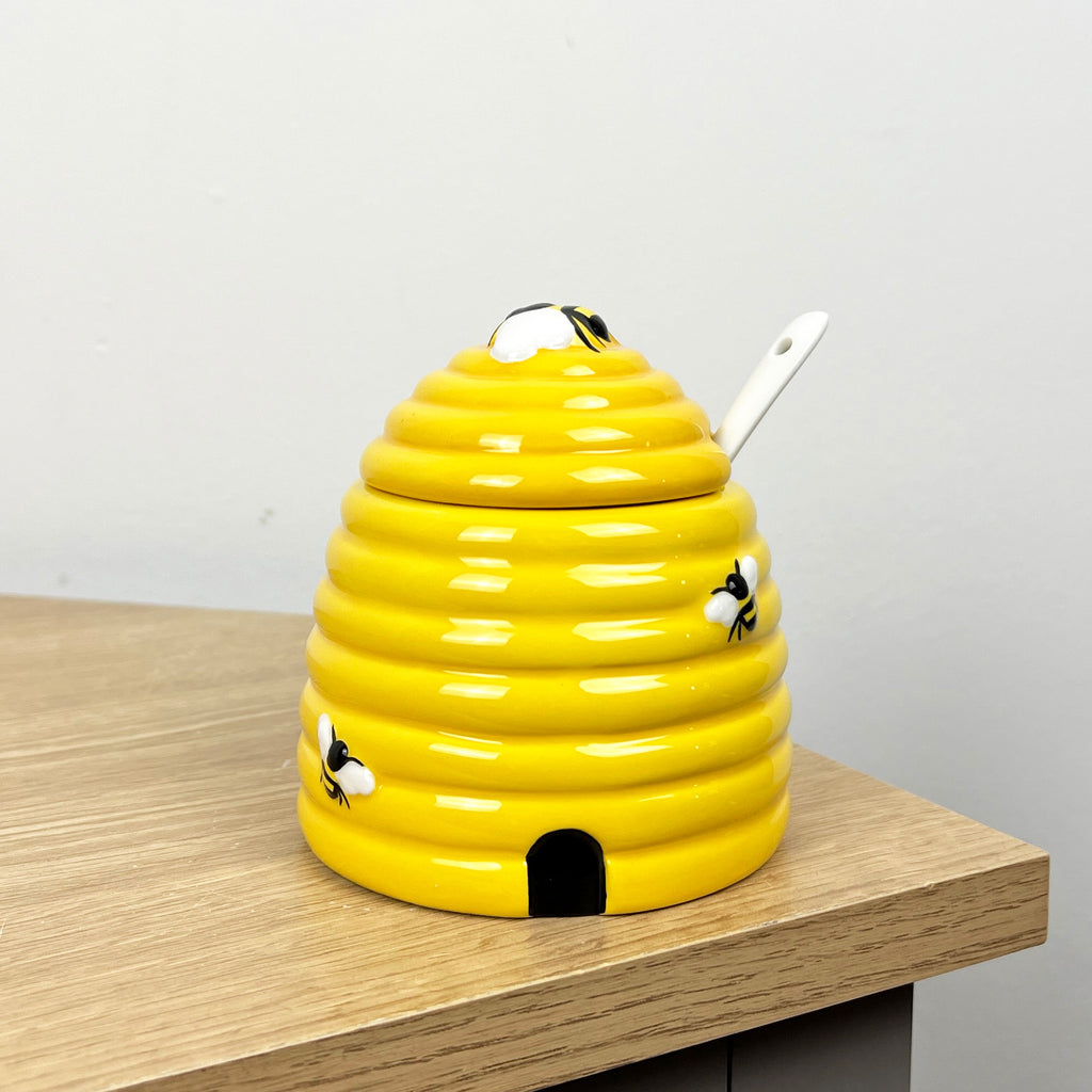 Ceramic Beehive Honey Pot with Spoon