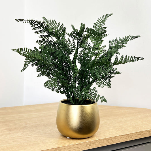 Fern Artificial Plant in Gold Pot